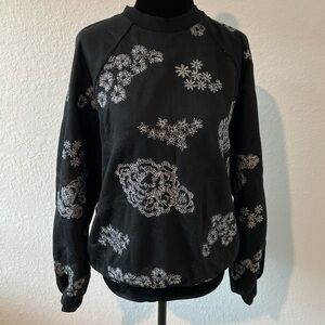 Pearl By Lela Rose Embroidered Jersey Sweatshirt Size Large